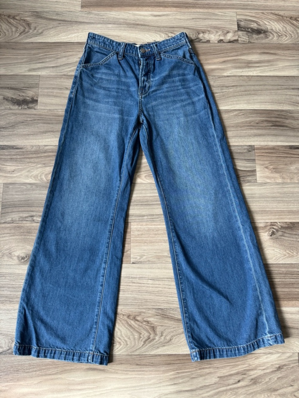 Sundance Coralie Wide Leg Button Fly Jeans in Medium Wash Size 24